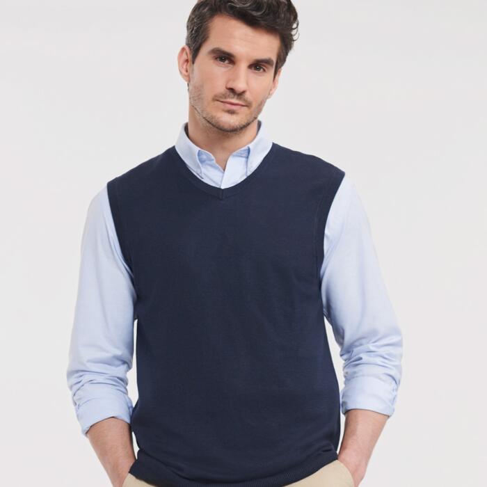 Russell Collection Russell Collection Sleeveless Cotton Acrylic V Neck Sweater 716M Russell Collection Sleeveless Cotton Acrylic V Neck Sweater Thumbnail